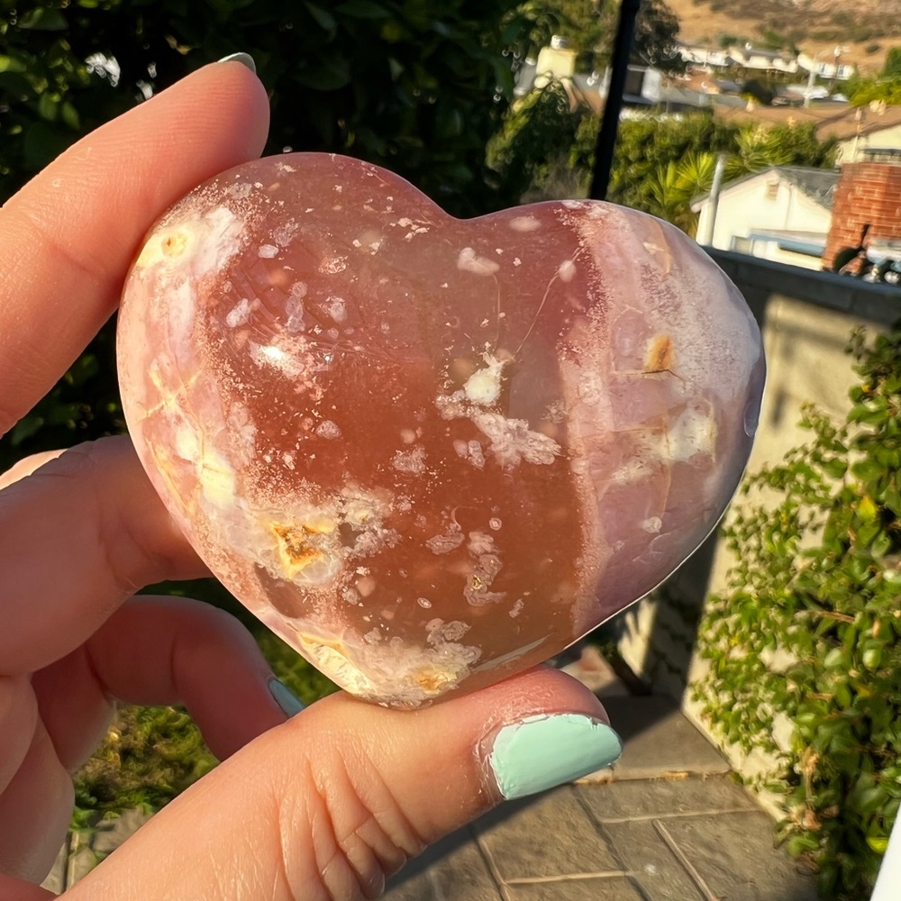 Red Flower Agate Heart